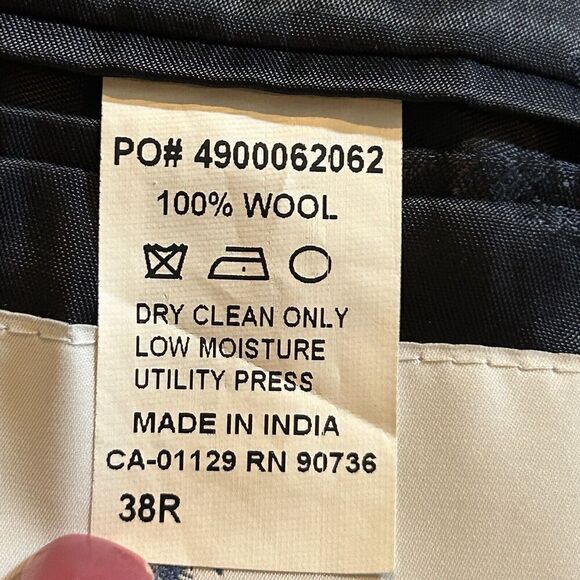 Ryan Seacrest Distinction Suit Jacket Navy Blue 38R 100% Wool - Picture 6 of 6